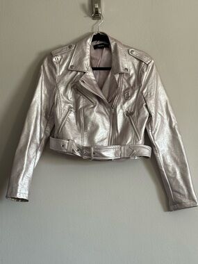 Forever 21 Metallic Lilac Faux Leather Moto Jacket - Women